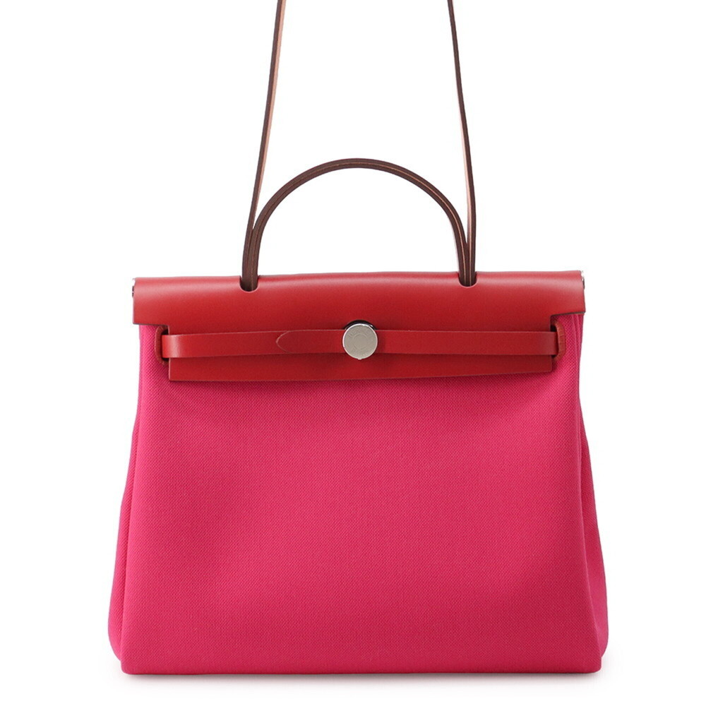 Hermes Herbag Zip PM Rouge Piment Toile H Vache Hunter B stamp HERMES handbag